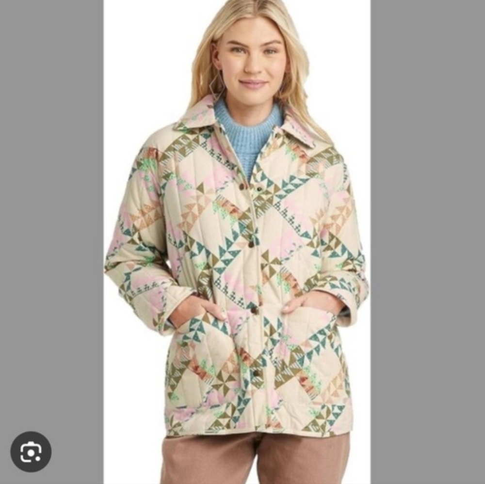 Universal Thread Multicolor Patchwork Quilted Jac… - image 1
